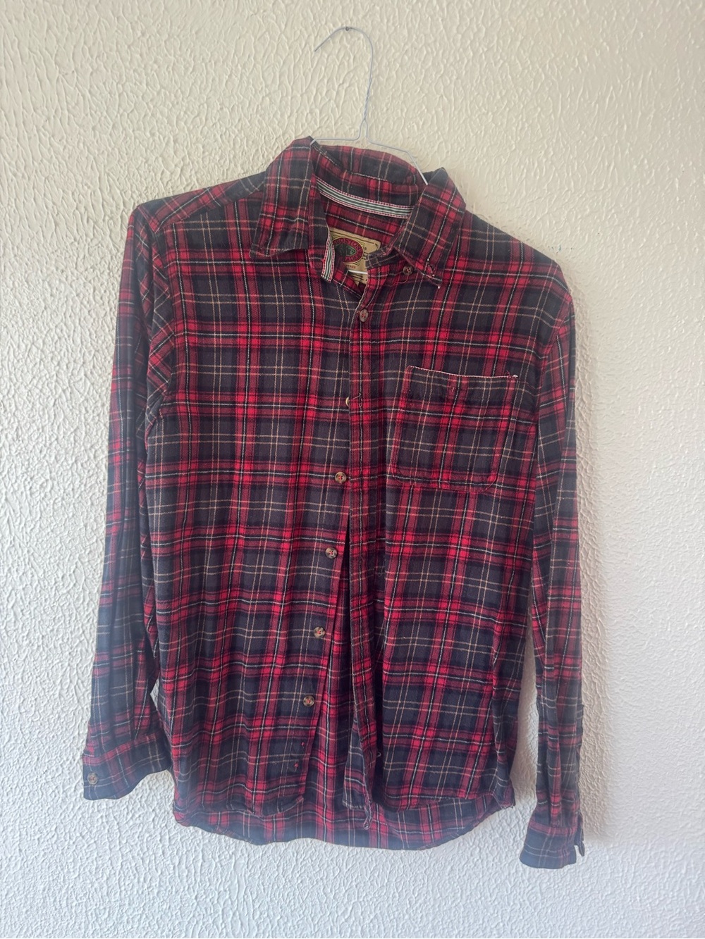Men's Red and Black Plaid Button-Up Shirt